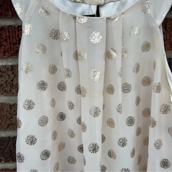 IZ Byer Peach Pink and Gold Polka Dot Chiffon Cut In Halter Halter Tank Top - Picture 3 of 4